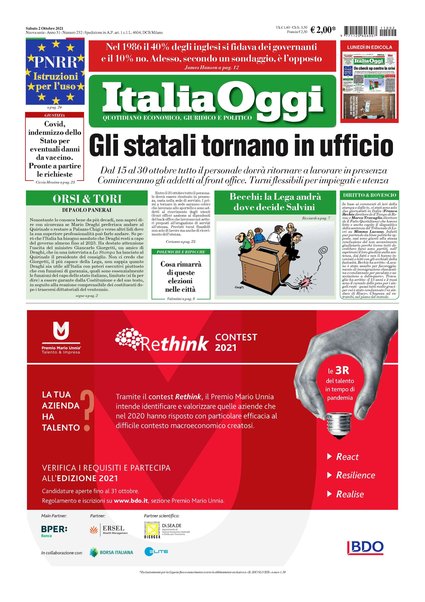 Italia oggi : quotidiano di economia finanza e politica